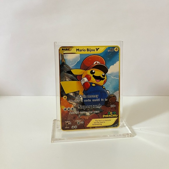 Pikachu Mario V 294/XY-P Gold Metal Pokémon Card Collectible/Gift/Fan Art - Picture 3 of 3